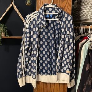 Vintage adidas womens firebird blue polka dot full zip up track jacket